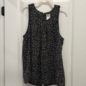 Black with flowers flowy tank top size S